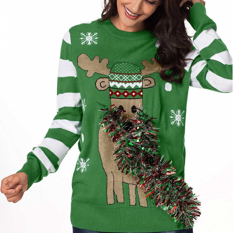 .*Pulover - .X-Mas Deer - Green